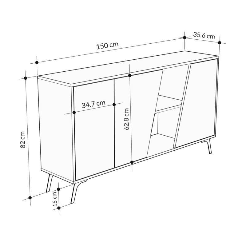 Consola Hana culoare lemn natural - carbune antic 150x35.5x82cm