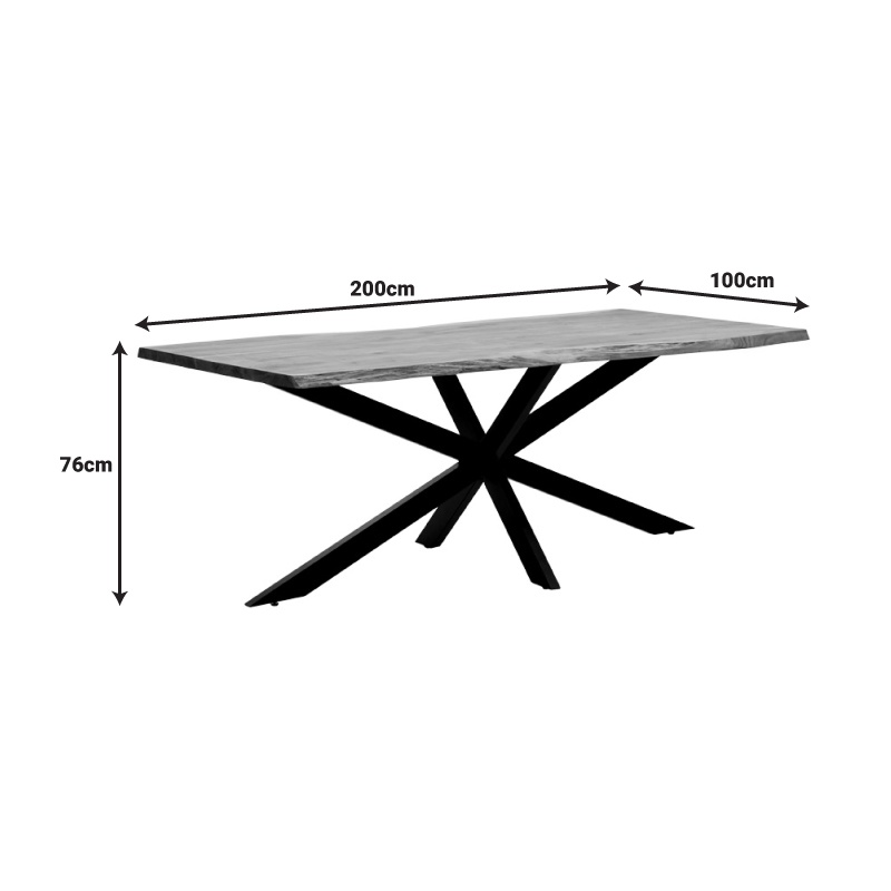 Consola Miles Boho, Pako World, lemn masiv de salcam, Grosime 3.7 cm, Natural, 200x100x76 cm