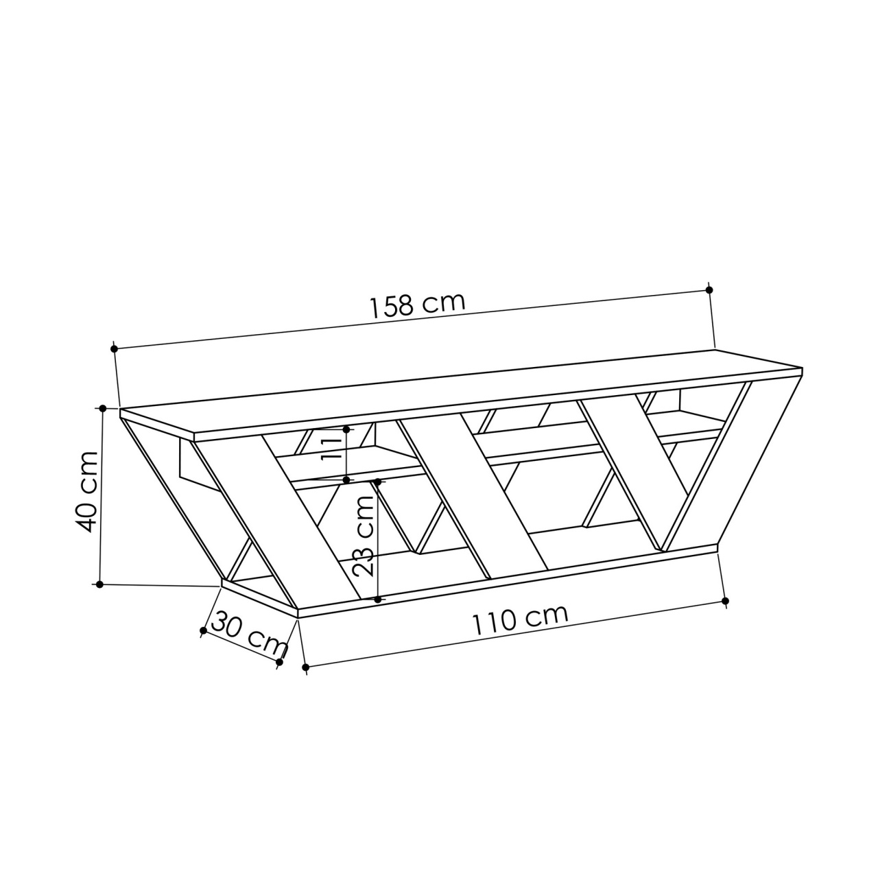 Consola TV Ralla Antracit 158x40x30 cm - 2 | YEO