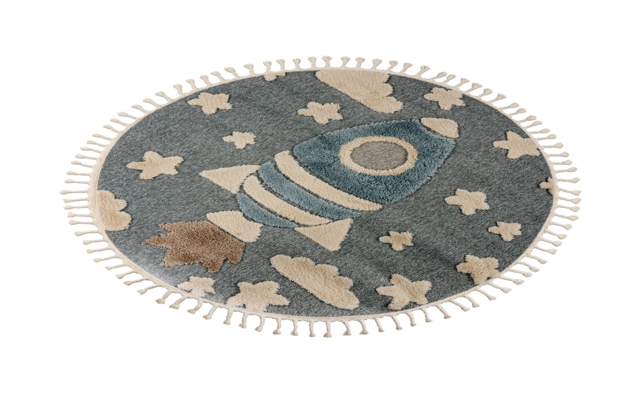 Covor rotund copii Fano Albatru deschis 133x133 cm - 1 | YEO