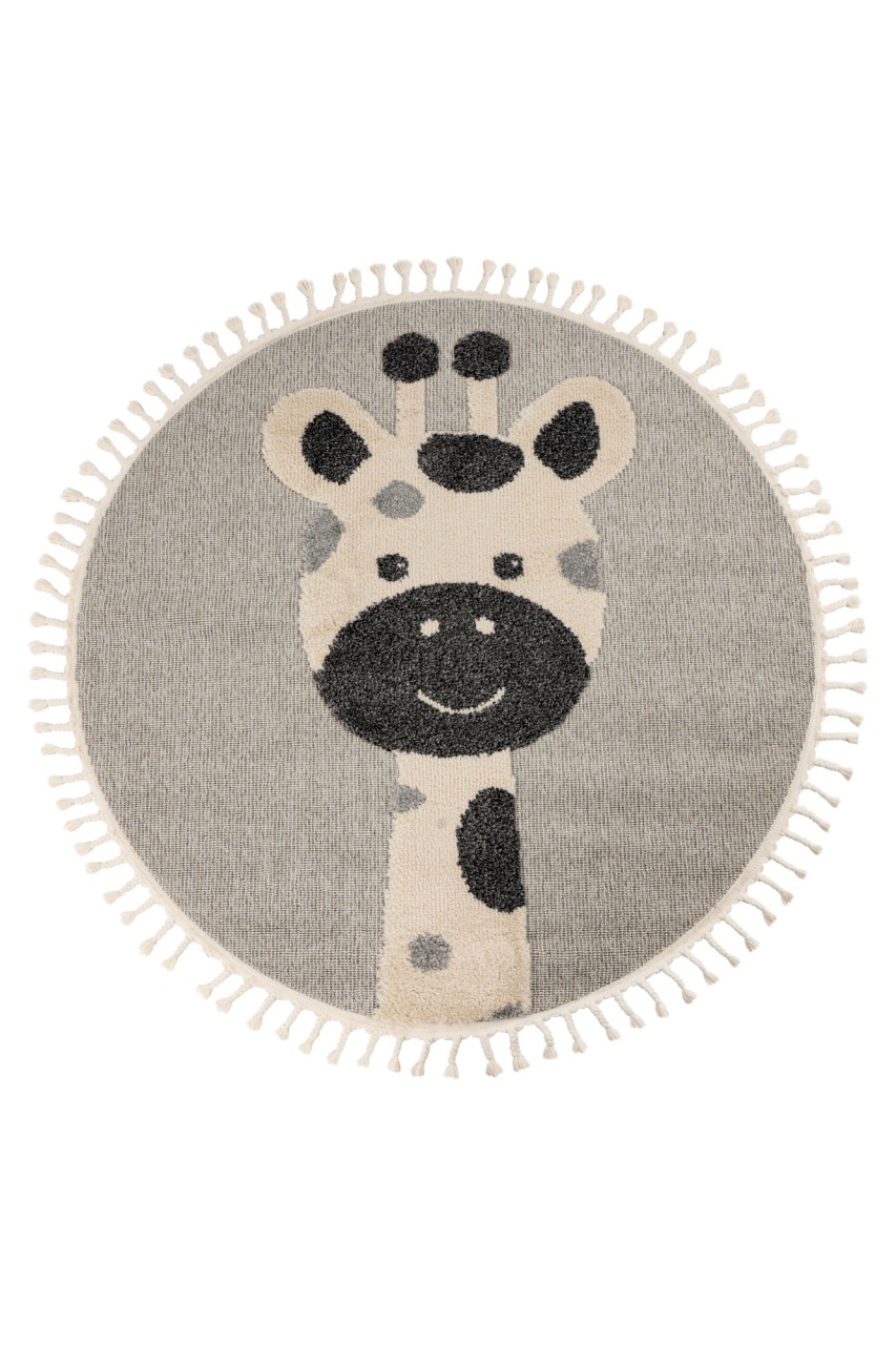 Covor rotund copii Fano Gri 133x133 cm