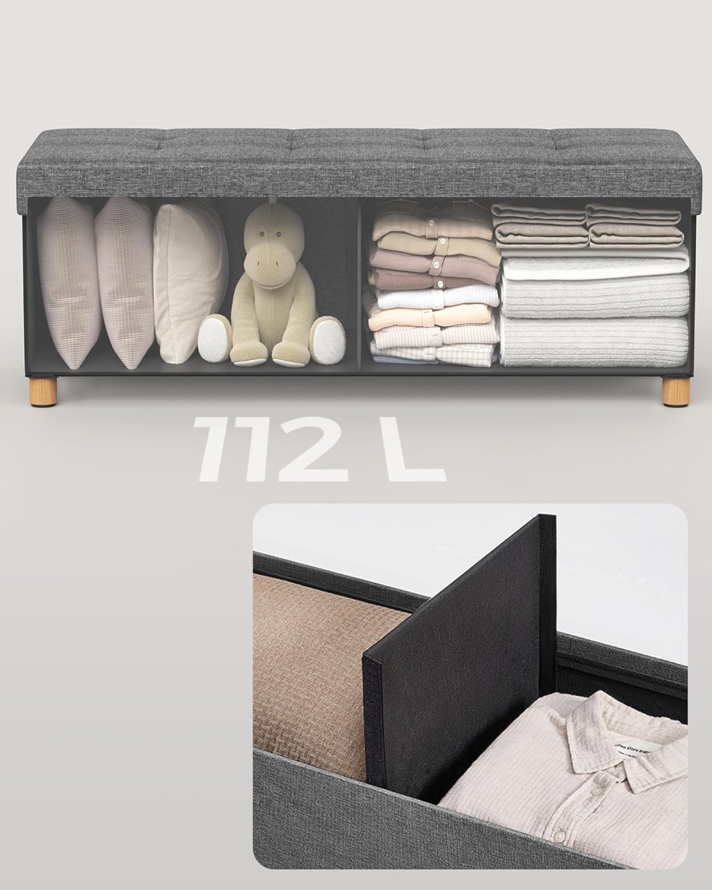 Cufar depozitare Gri Songmics 38 x 110 x 40 cm - 1 | YEO