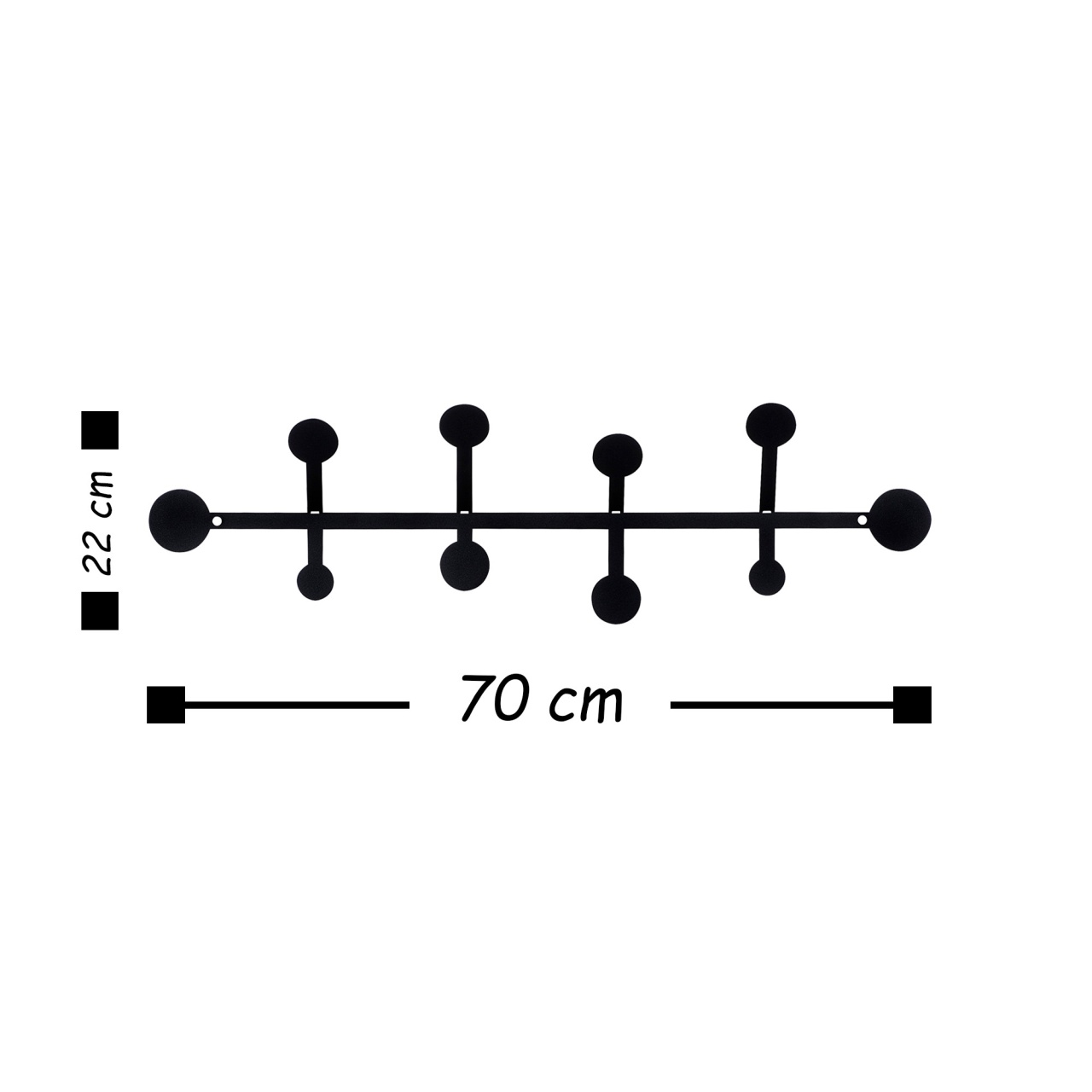 Cuier metalic Rod Negru 70x22 cm