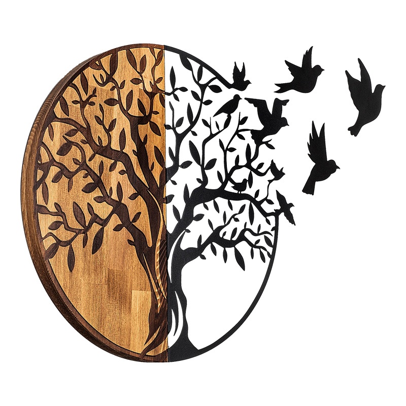 Decoratiune de perete Benanje Pako World, Lemn de pin, Natural, 92x3x71 cm - 2 | YEO