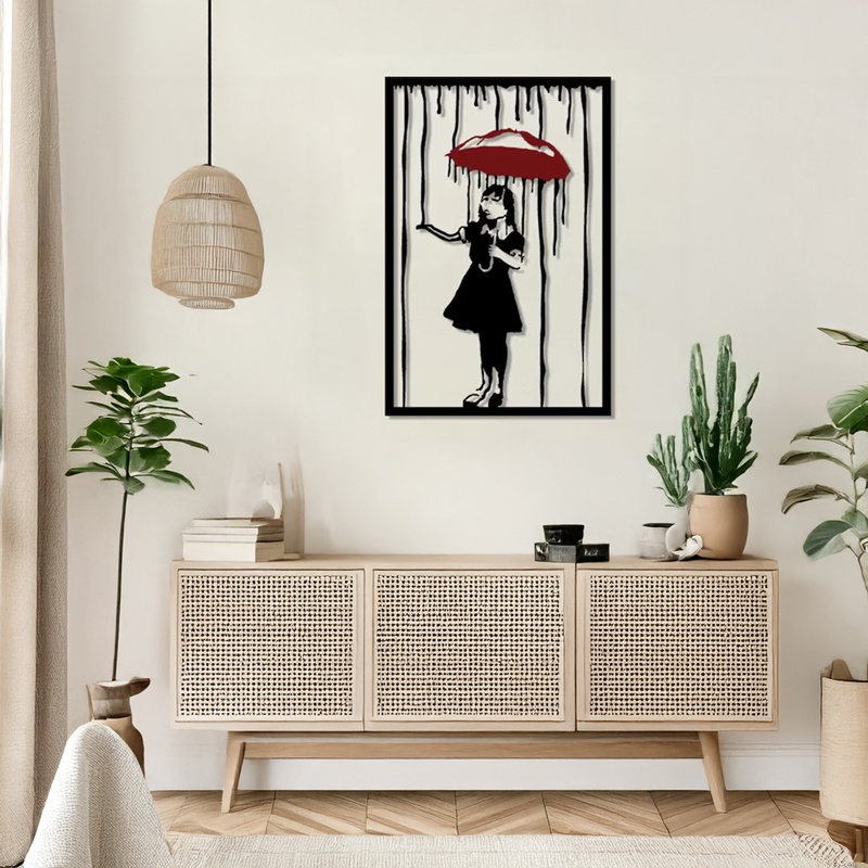 Decoratiune de perete din metal, Raino, Negru, 0.2x35x50 cm