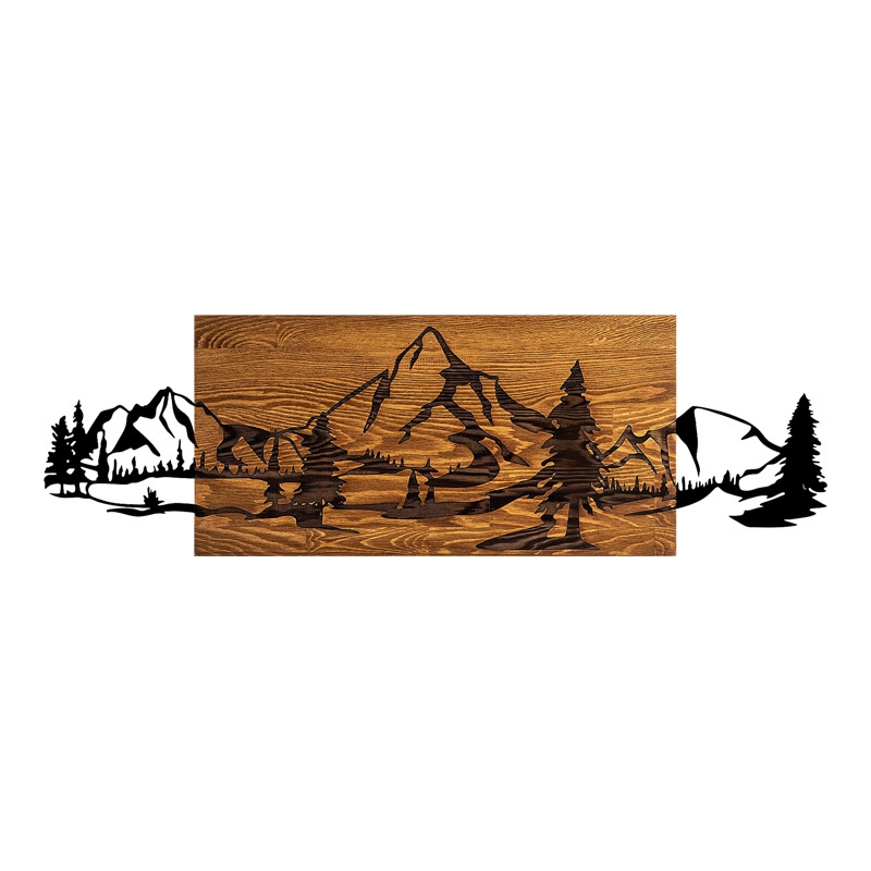 Decoratiune de perete Nereve, Pako World, Lemn de pin, Natural, 95x3x30 cm