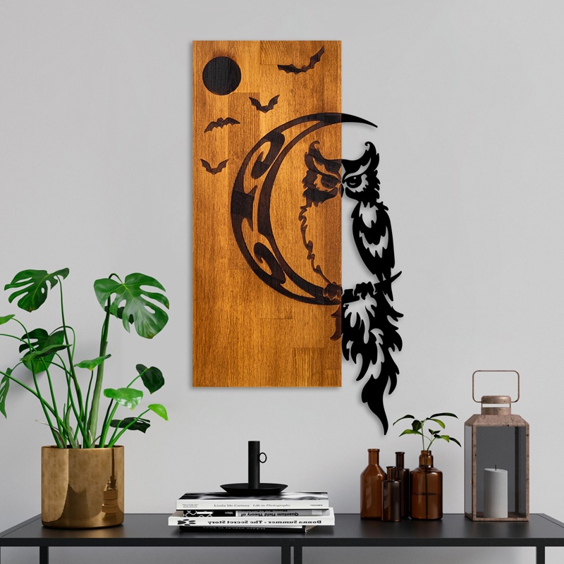 Decoratiune de perete Owle, Pako World, Lemn de pin, Natural, 36x3x66 cm - 1 | YEO