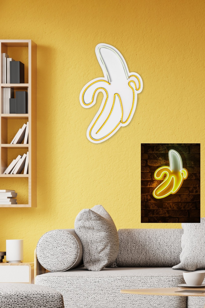 Decoratiune luminoasa LED de perete Banana Galben 30x40x3 cm - 3 | YEO