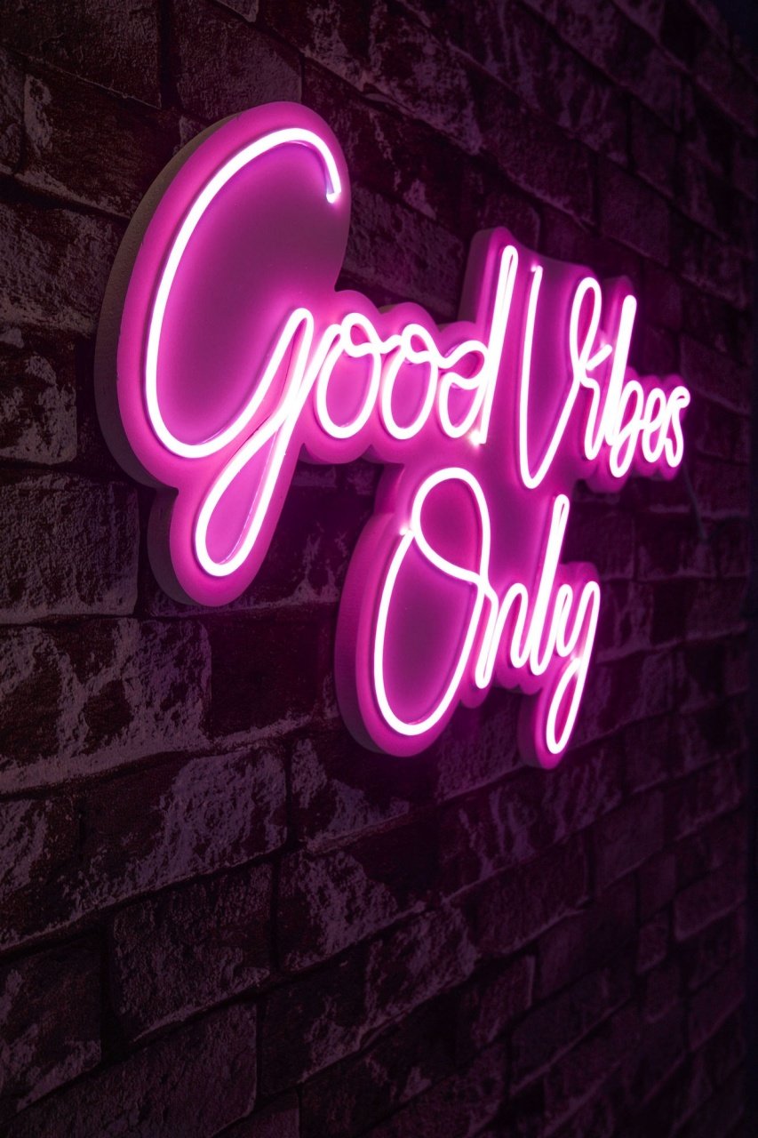 Decoratiune luminoasa LED de perete Good Vibes Only 2 Roz 37x62x2 cm - 1 | YEO