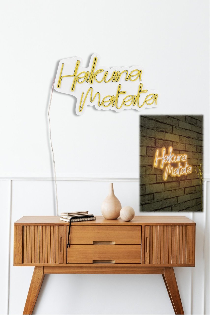 Decoratiune luminoasa LED de perete Hakuna Matata Galben 47x29x2 cm - 3 | YEO