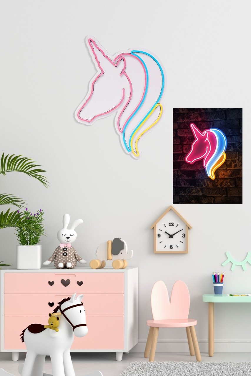 Decoratiune luminoasa LED de perete Unicorn Alb 30x40x3 cm - 3 | YEO