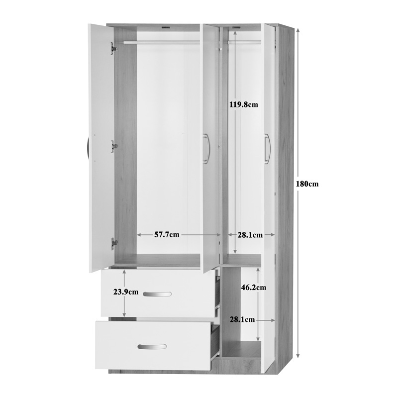Dulap cu 2 usi si sertare Zelia Maro 90x42x180 cm