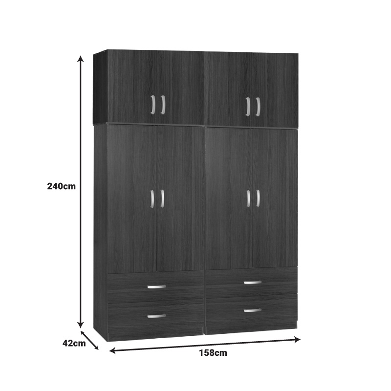 Dulap cu 4 sertare Zelia A, Pako World, Wenge, 158x42x240 cm