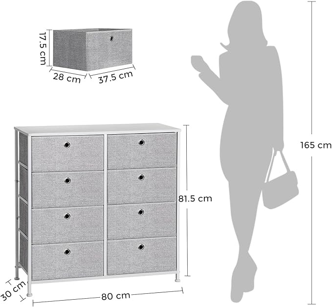 Dulap de depozitare, Songmics, Gri-Alb, 30 x 80 x 81.5 cm - 3 | YEO