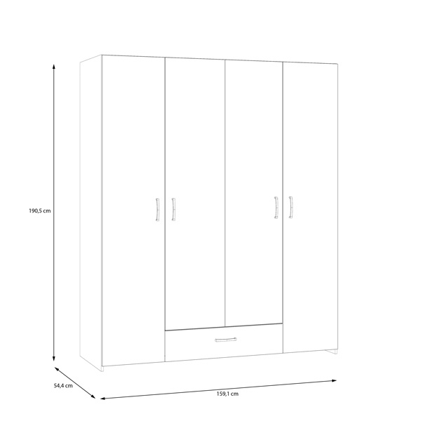 Dulap dormitor Generale Pako World Alb 159x54.5x190.5 cm - 3 | YEO