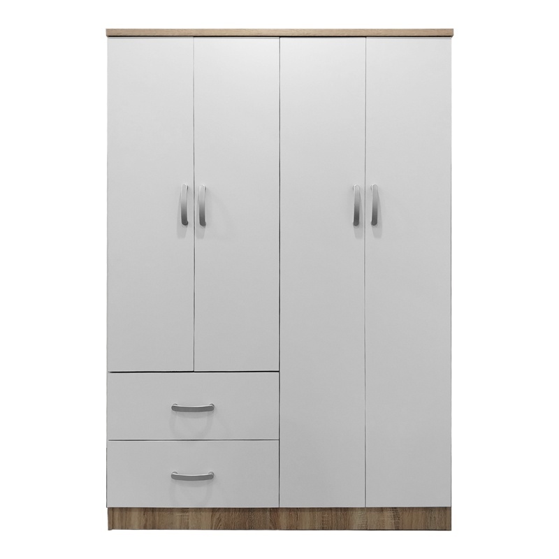 Dulap haine cu 4 usi si sertare Lego Alb Maro 120.5x42x181 cm - 4