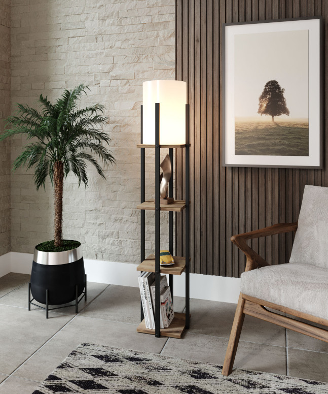 Lampadar Nora SRC Natural Negru