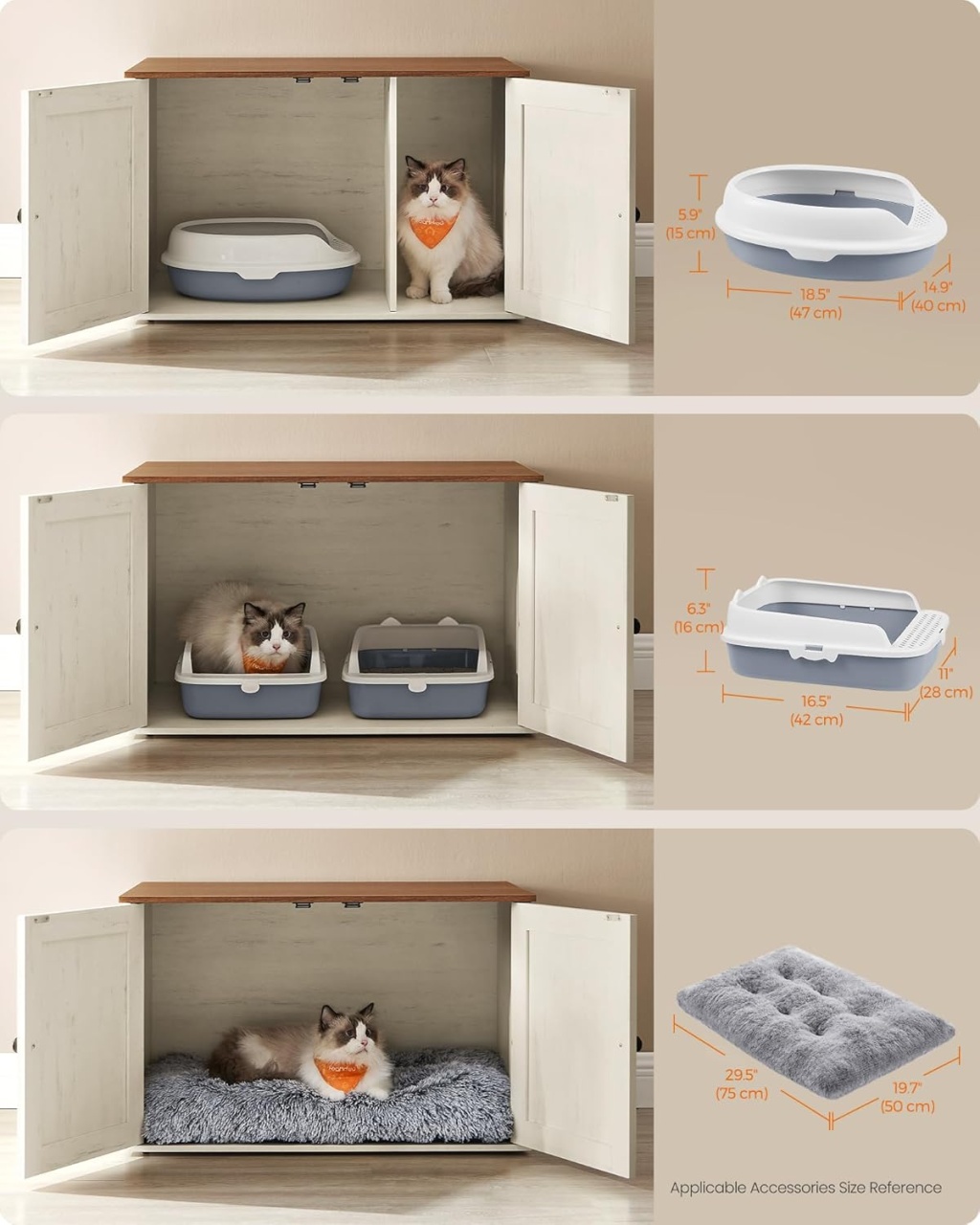 Litiera pentru pisici, Feandrea, Maro, 80 x 53 x 50 cm - 1 | YEO