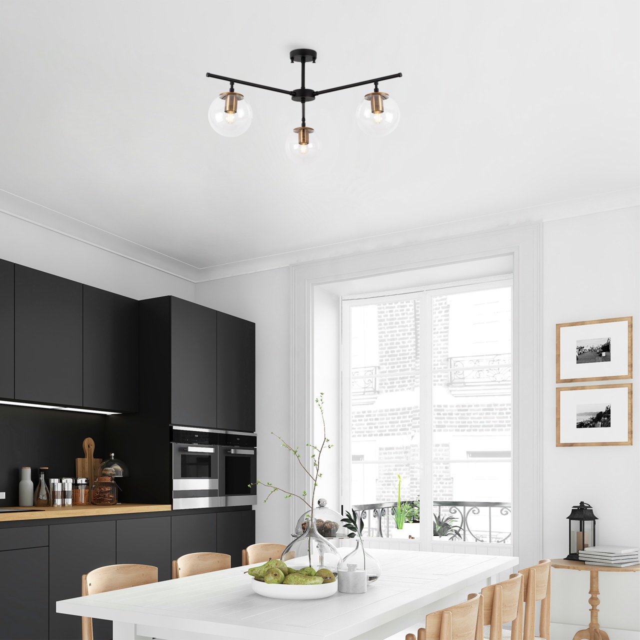 Lustra Atmaca Negru 70x70x39 cm