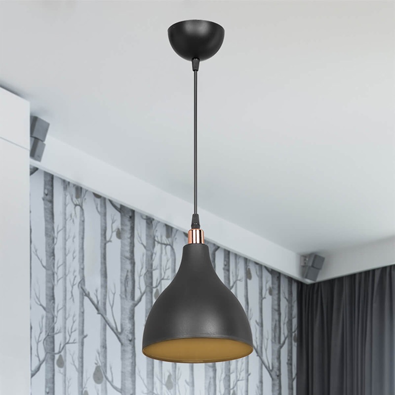 Lustra cu o singura lumina Lofty Pako World Negru 18x18x22 cm - 2 | YEO