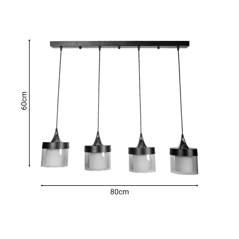 Lustra cu patru lumini Tigly metal negru 80x20x60 cm