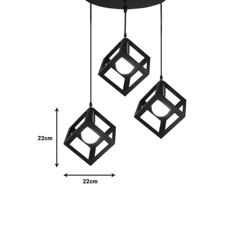 Lustra cu trei lumini Kibe I metal negru 48x30x130 cm