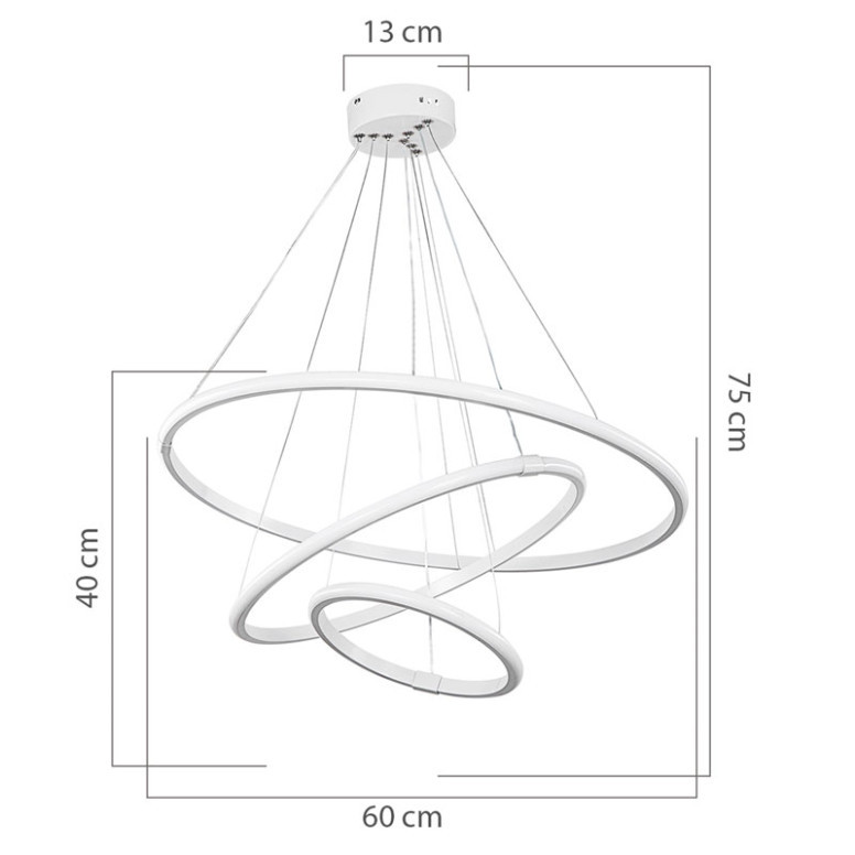 Lustra cu trei lumini PWL-1156, LED 60-80W alb, 60x100 cm - 2 | YEO