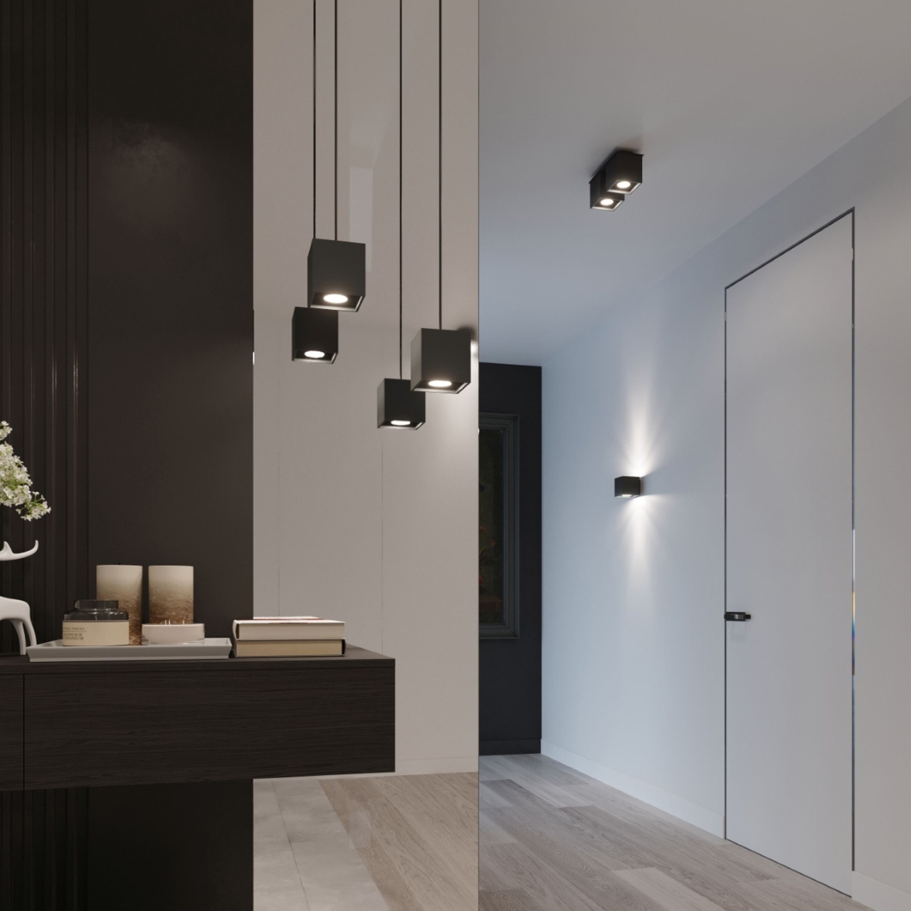 Lustra suspendata Quad Negru 10x10x110 cm