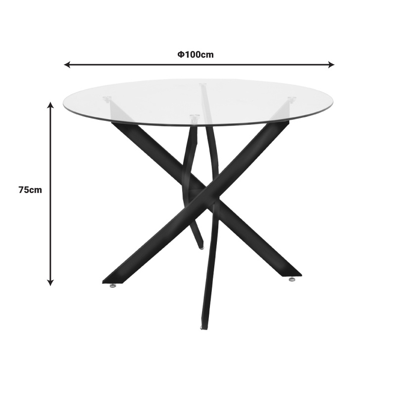 Masa Antoro sticla si picioare metal nuanta naturala 100x100x75 cm