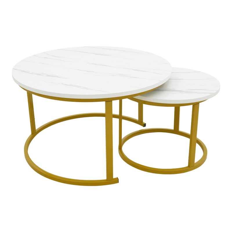 Masa de cafea Relevon, Pako World, MDF, 2 piese, Aspect marmura alba, 80x80x45 cm - 1 | YEO