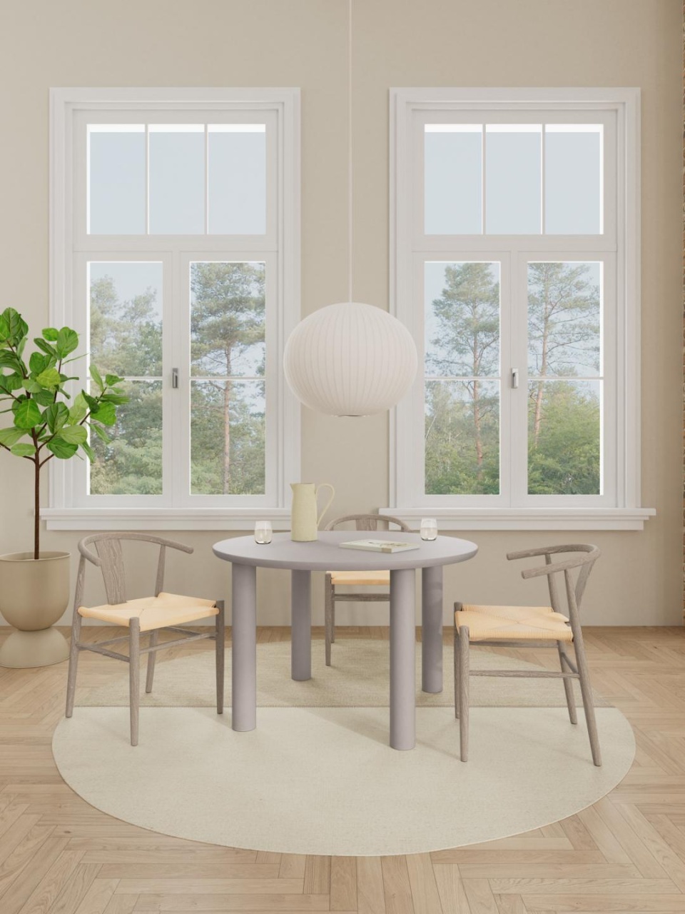 Masa dining Magee, Gri, 75x120x120 cm - Imagine 2