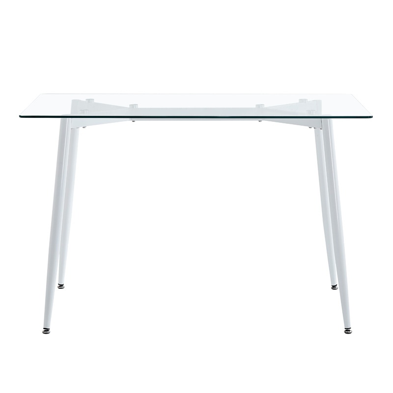 Masa dining Quana, Pako World, Sticla, Picioare albe, 120x70x75 cm - 1 | YEO
