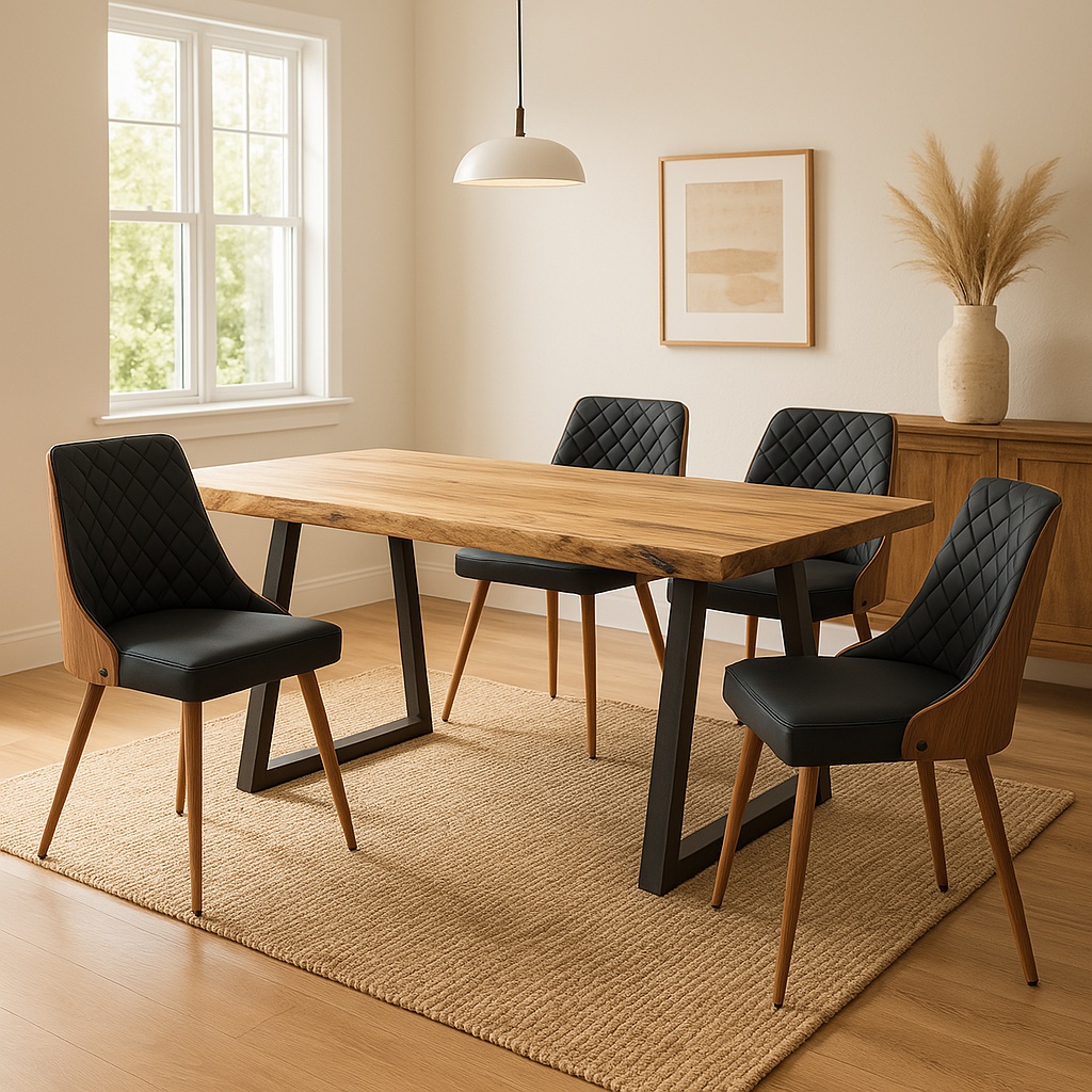 Masa Miles Slim Boho, Pako World, Lemn de salcam, Grosime 3.7 cm, Natural, 200x96x76 cm - 1 | YEO