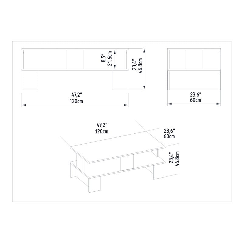 Masuta de cafea Olly culoare lemn natural 120x60x47cm - 2 | YEO