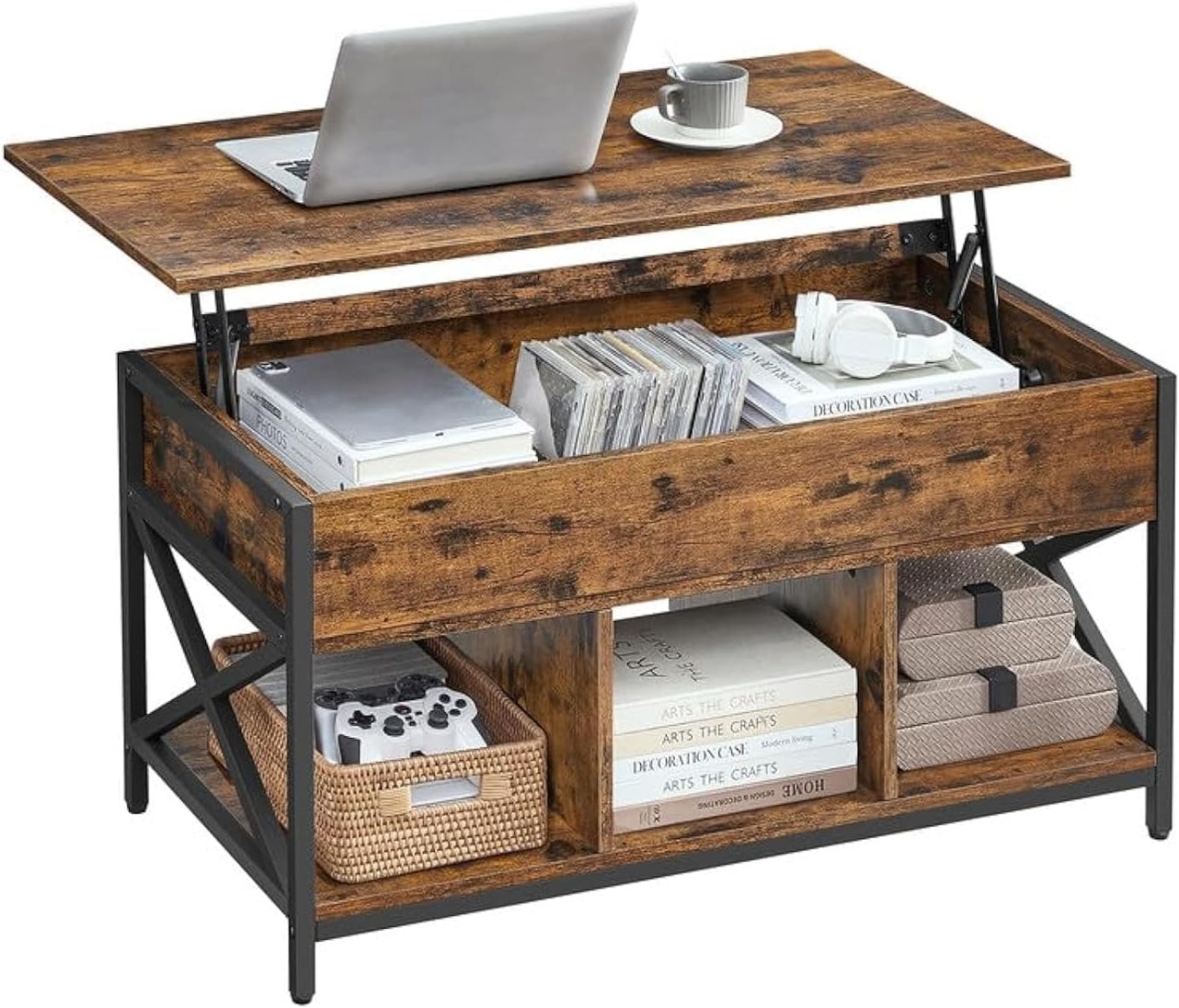 Masuta de cafea Vasagle Multifunctionala Maro 19.7 x 39.4 x (19.3-24.4) cm