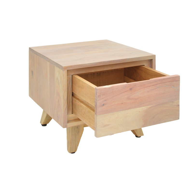 Noptiera Emira, Pako World, Lemn de salcam, Natural, 40x40x35 cm - 2 | YEO