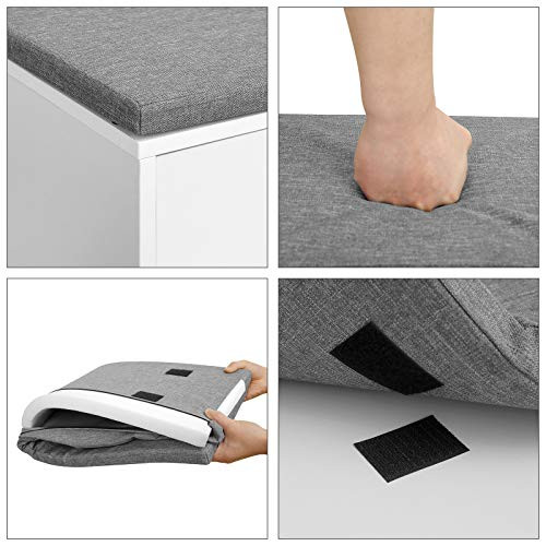 Pantofar bancuta hol cufar cu depozitare, Vasagle, Alb-Gri, 100x30x48 cm