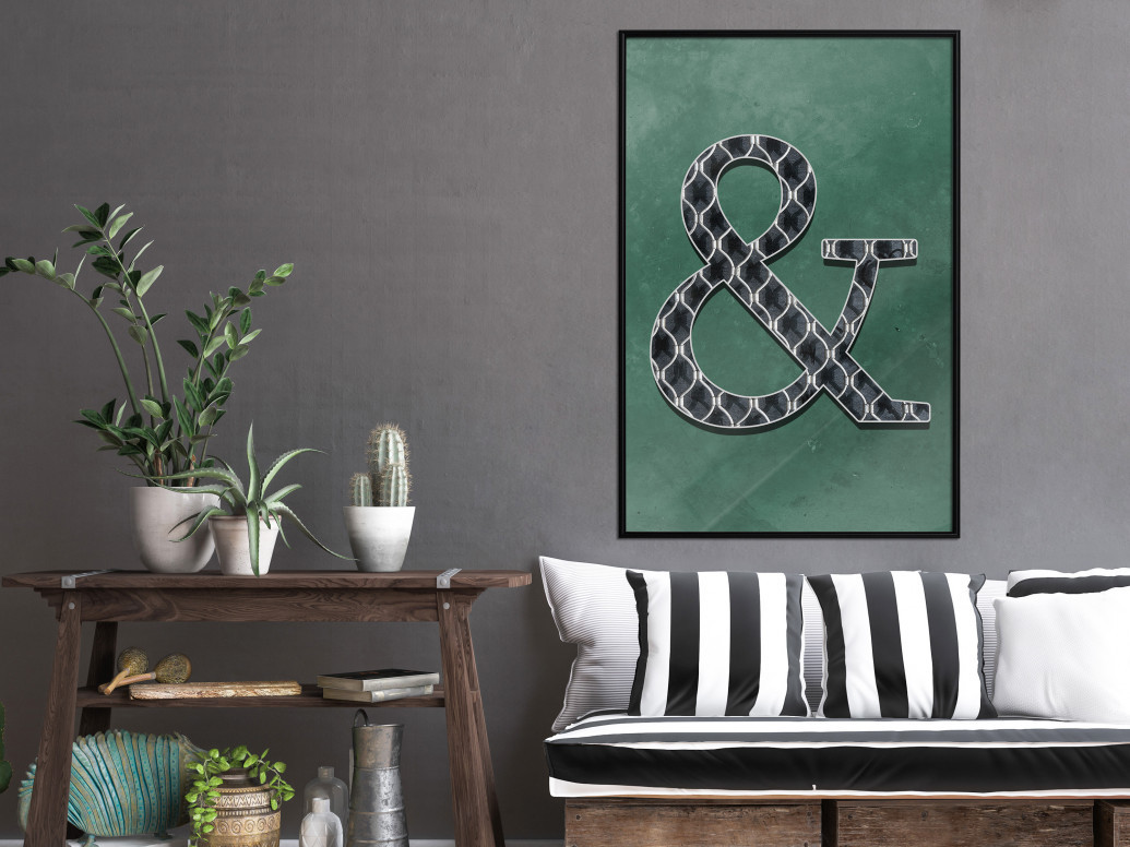 Poster - Ampersand on Green Background, cu Ramă neagră, 30x45 cm - 1 | YEO