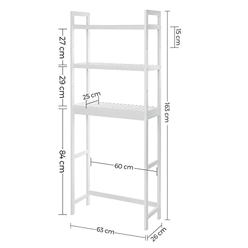 Raft baie, Songmics, Alb, 163x63x25 cm - 3 | YEO