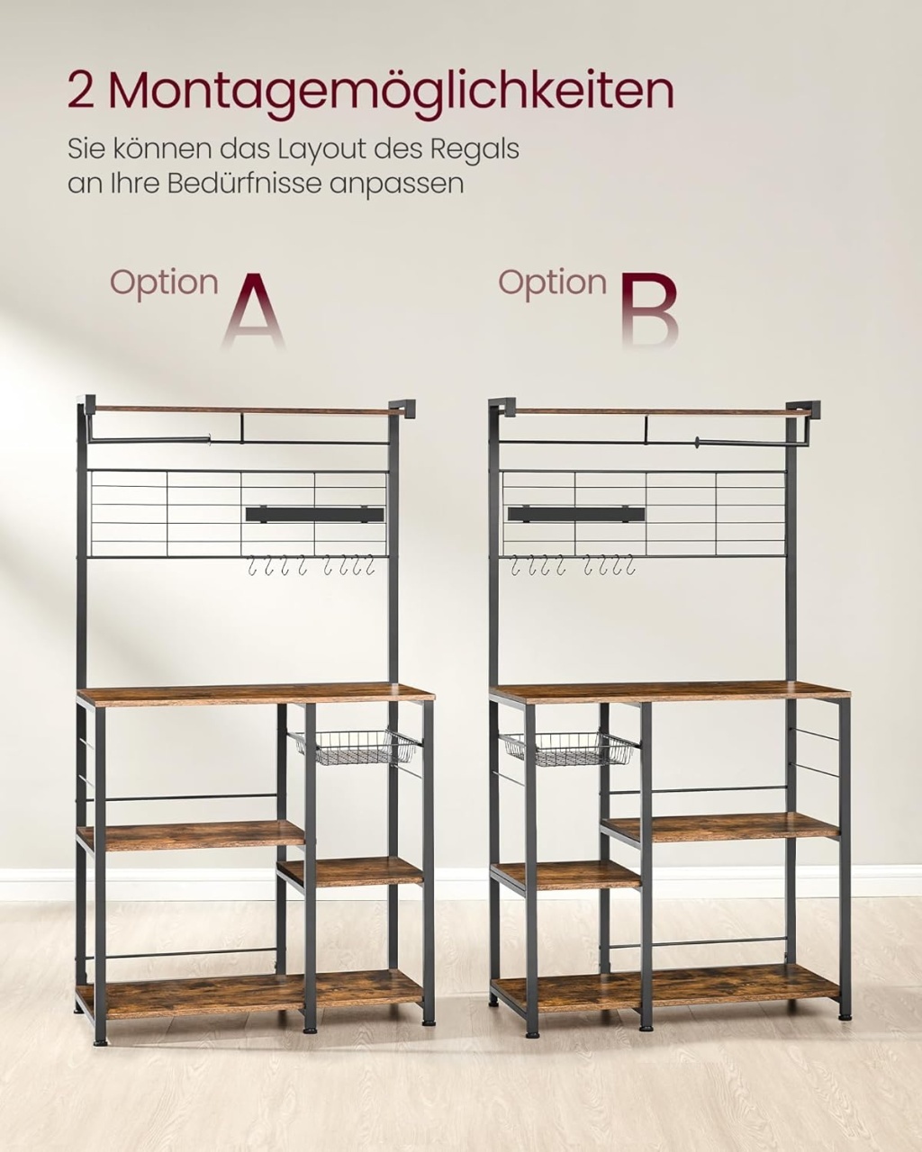 Raft de bucatarie Maro Vasagle 90x42x167 cm - 1 | YEO