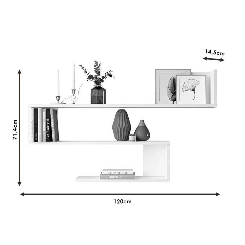 Raft de perete Belinda culoarea alba 120x14.5x71.4cm - 3 | YEO