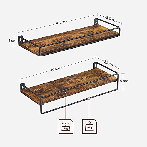 Ieftin Vasagle Raft de perete, Negru, 40x15.5x5 cm