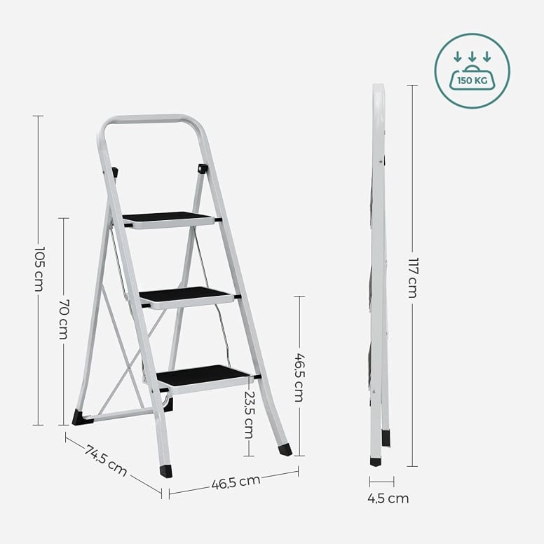 Scara cu treapta, Songmics, Alb, GSL03WT - 3 | YEO