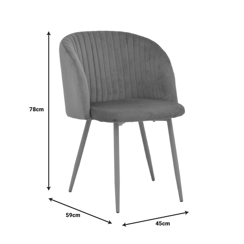 Scaun Anelie catifea gri inchis si picioare din metal natural 45x59x78 cm