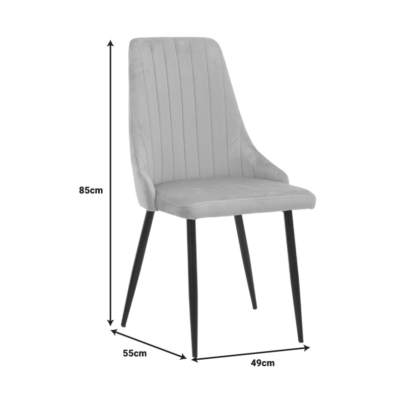 Scaun Azori catifea gri inchis cu picioare din metal negru 49x55x85 cm