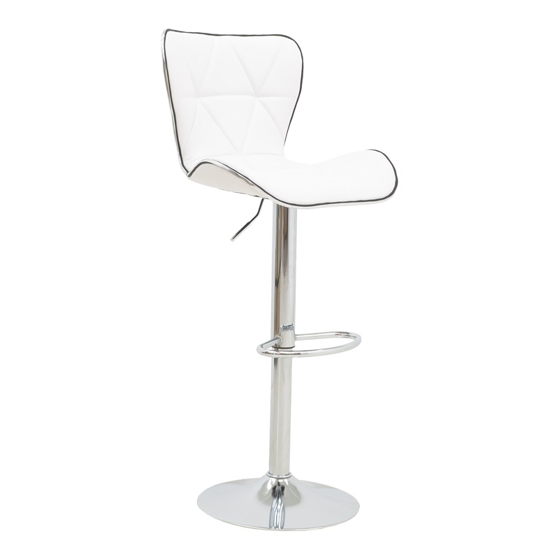 Scaun bar Jorine inaltime ajustabila piele ecologica PU baza cromata alb 53x44x114 cm