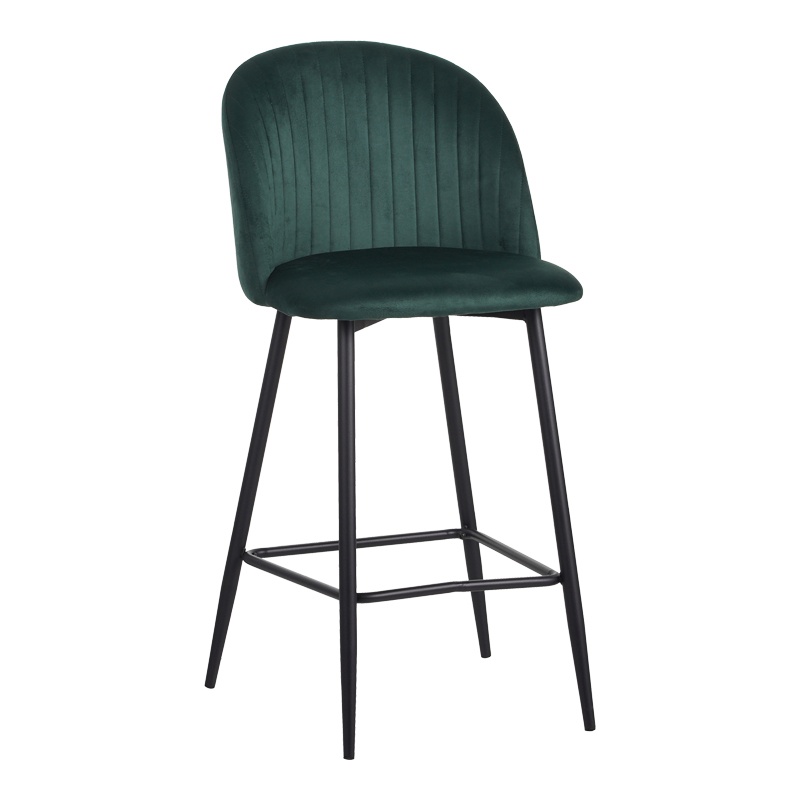 Scaun de bar Barow, Pako World, Verde inchis, 53x46x96 cm