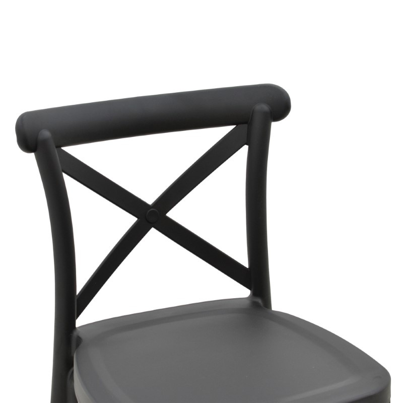 Scaun de bar de grădină Crossie Negru 44x44x113 cm - 4 | YEO