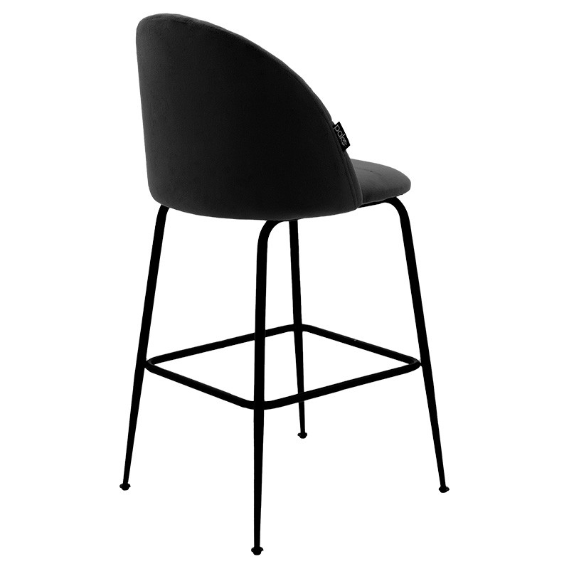 Scaun de bar Kudos picioare metalice negre - negru catifea - 1 | YEO