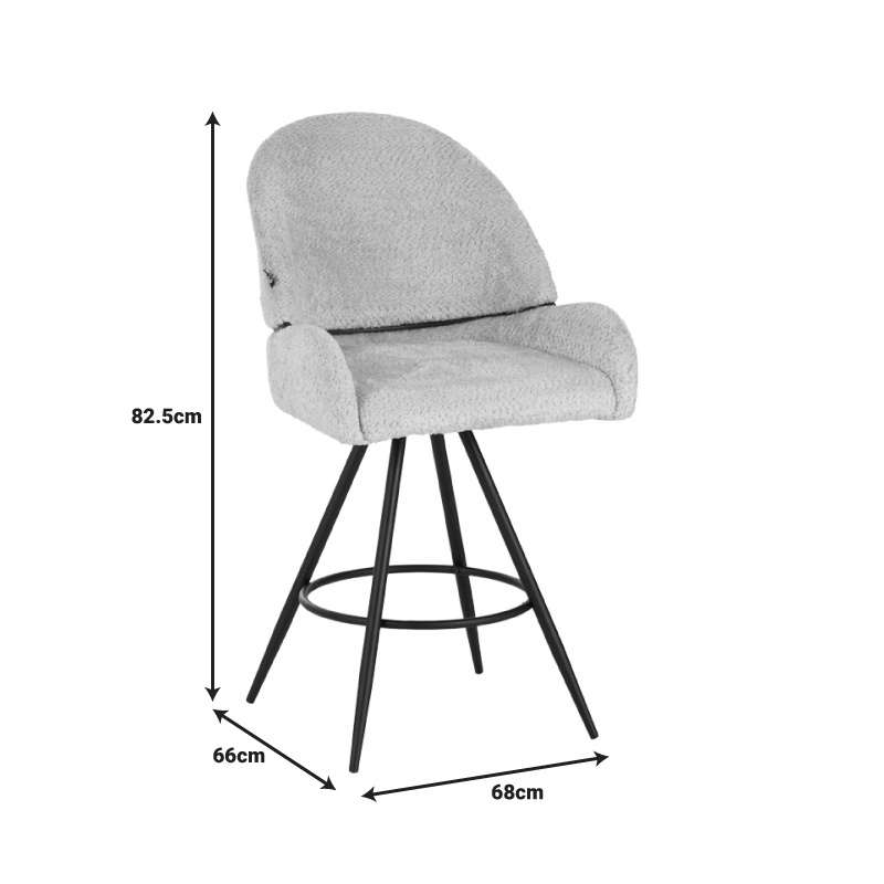 Scaun de bar Morea, Pako World, Negru, 55x66x107 cm